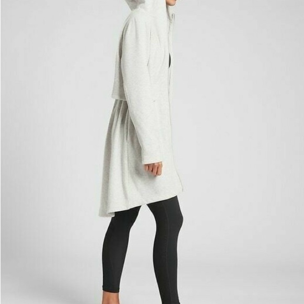 Athleta Light Gray Hooded Zip-Up Jacket SZ L - Picture 3 of 8